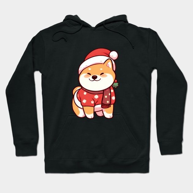 Happy Christmas Shiba Puppy Hoodie by Takeda_Art